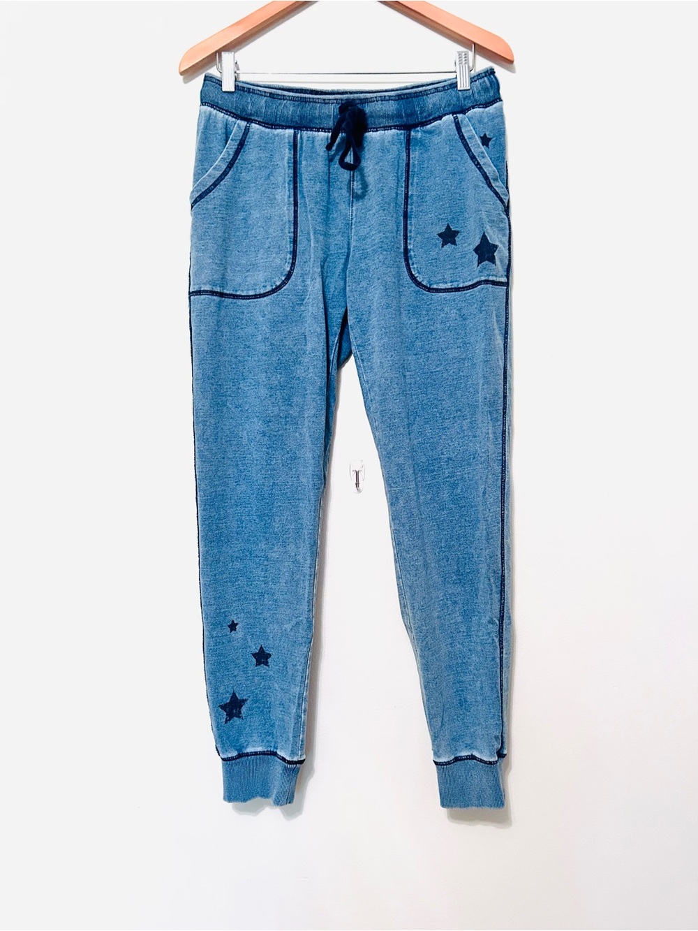 PJ Salvage Light Blue Star-Print Joggers
